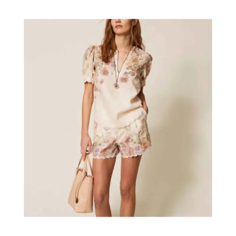 Twinset Blusa Manica Corta de lino 261TT2573