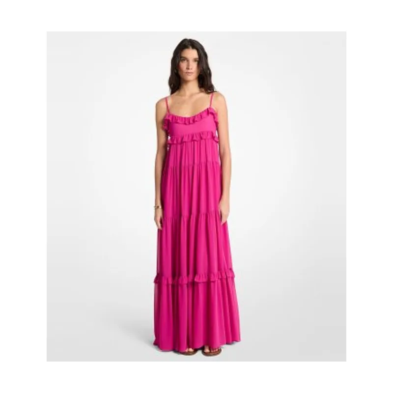 Michael Kors Vestido maxi de georgette con volantes MS683E37R3