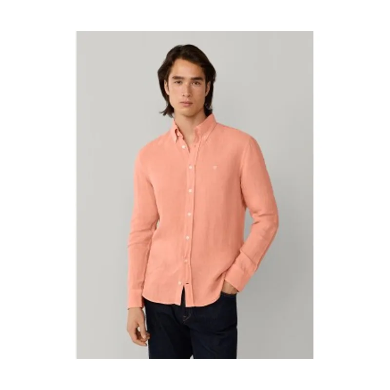 Hackett London Camisa lino teñida fit tailored HM3010635
