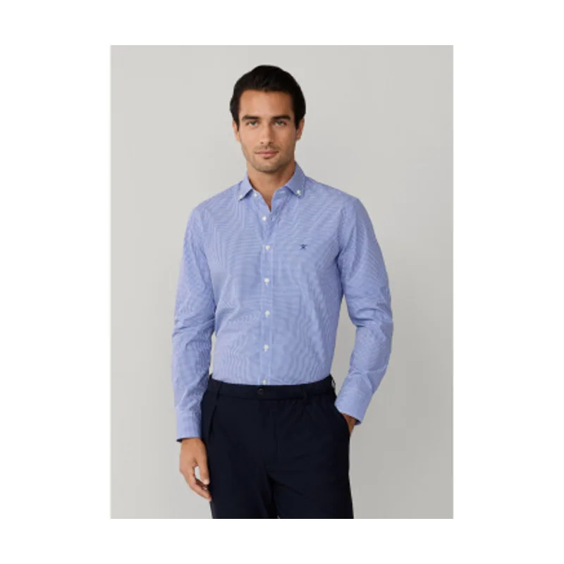 Hackett London Camisa popelín city cuadros vichy fit clásico HM3010538
