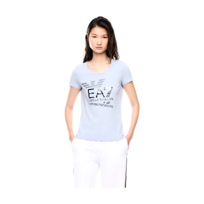 EA7 Camiseta Logo Series de algodón con el logotipo de pedrería 7W000977_AF10373