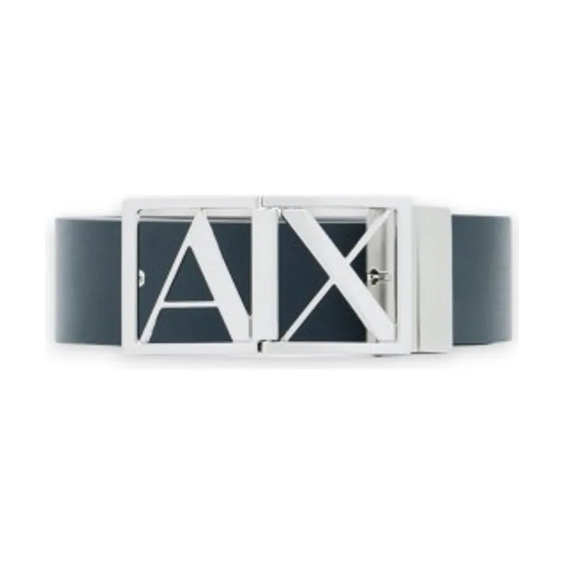 A|X Armani Exchange Cinturón de piel lisa con hebilla con logo XM002664AF22854MB349