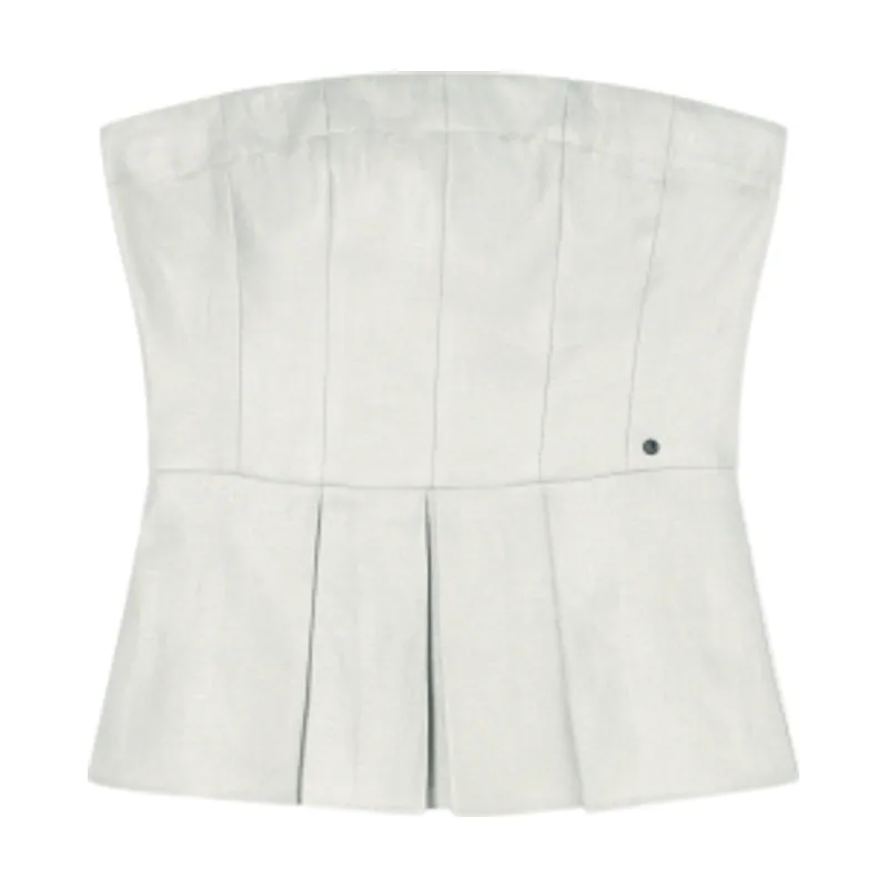 A|X Armani Exchange Top acampanado con pliegues en sarga de lino XW001984AF21530U6275