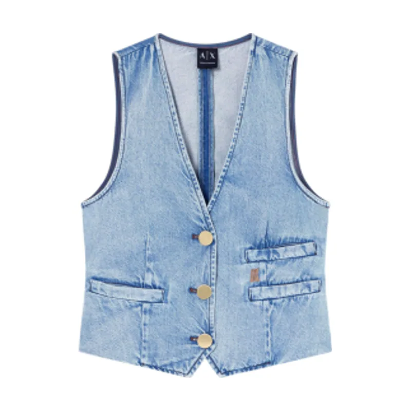 A|X Armani Exchange Chaleco vaquero ligero de algodón y lyocell XW002263AF21338MB001