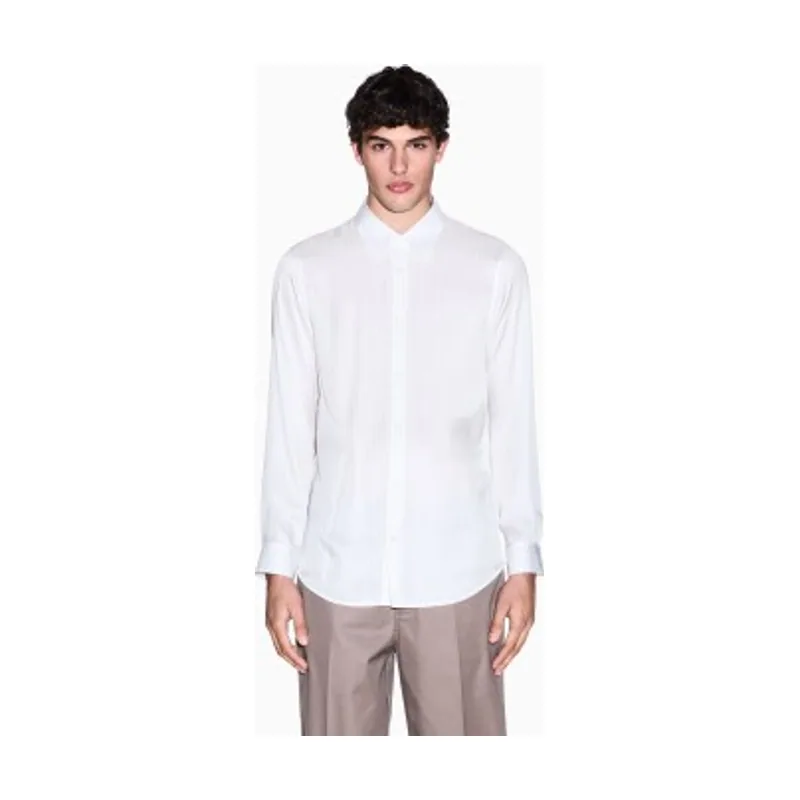 A|X Armani Exchange Camisa de corte regular en sarga de viscosa XM001817AF13235F0148