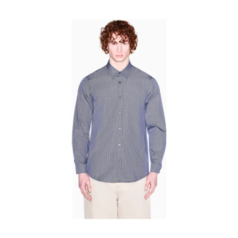 A|X Armani Exchange Camisa teñida con hilo jacquard regular XM002811AF24739FB442