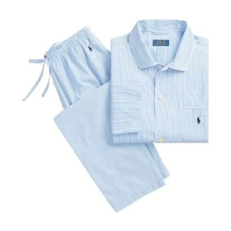 Polo Ralph Lauren Pijama largo en popelina con cuadros de vichy 714514095001