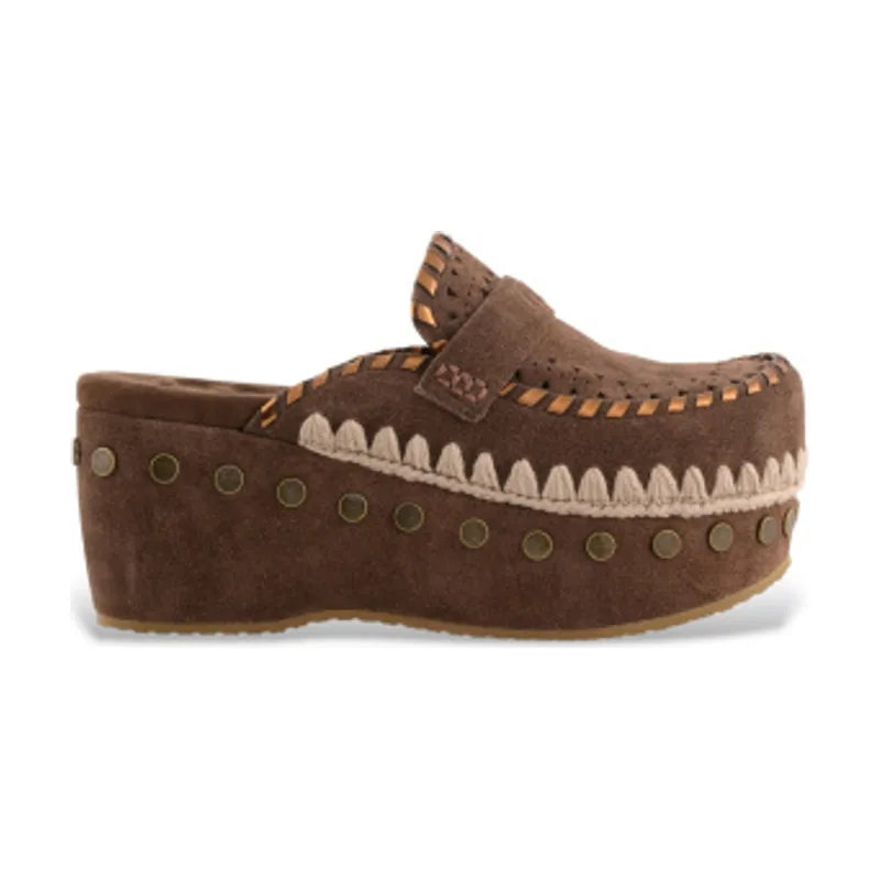 Mou Zuecos de piel Clog overstitching MU.SW611004A