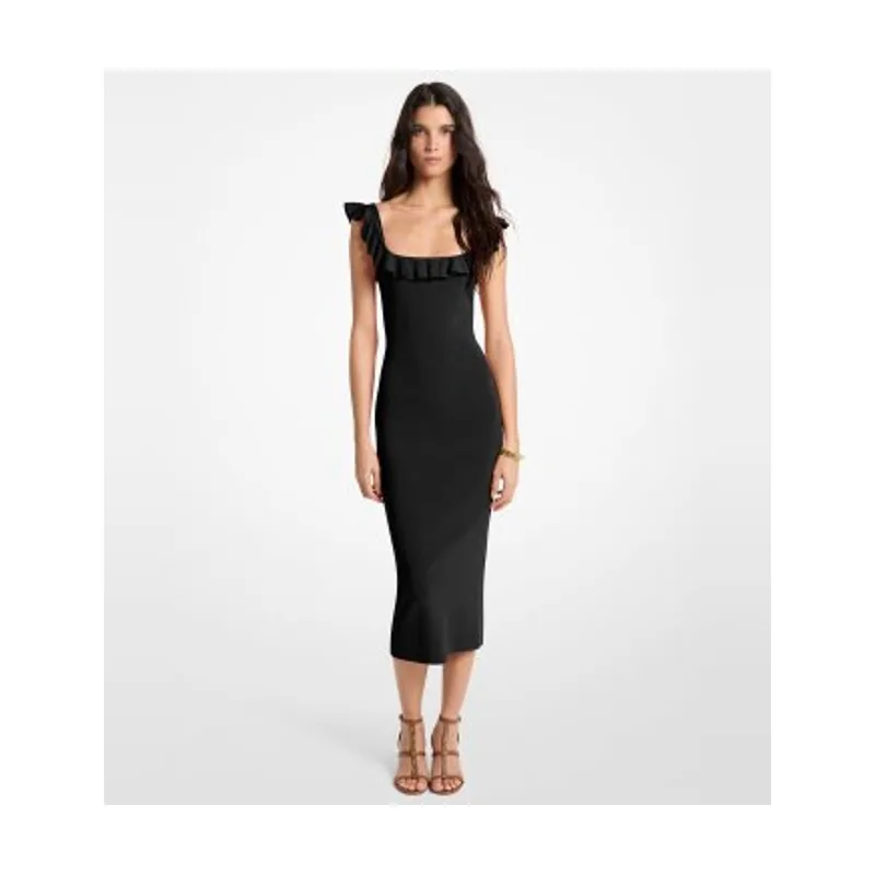 Michael Kors Vestido midi de viscosa elástica con volantes MS683CG33D