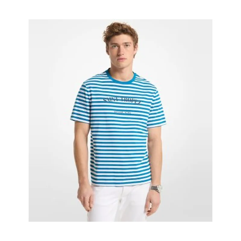 Michael Kors Camiseta Saint-Tropez de punto liso de algodón a rayas CS652XRFV4