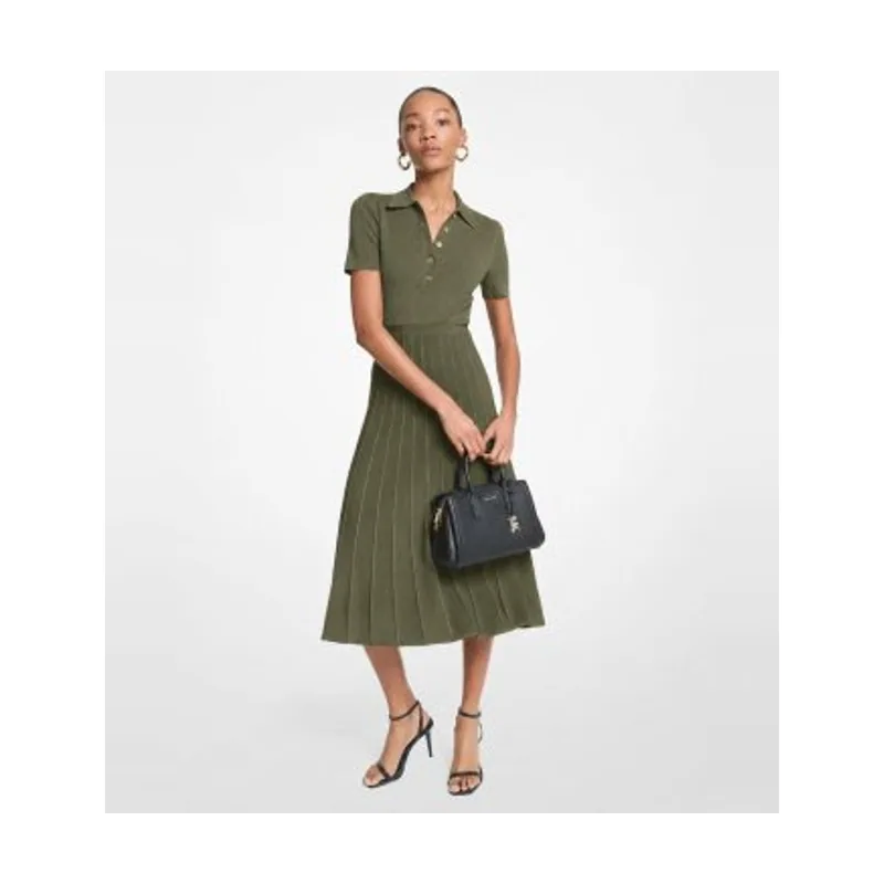 Michael Kors Vestido midi tipo polo de punto elástico acanalado MT5834F33D