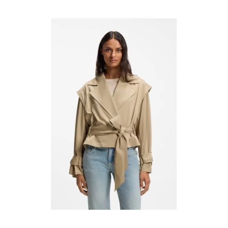 Gabardina corta con cinturón 50556385