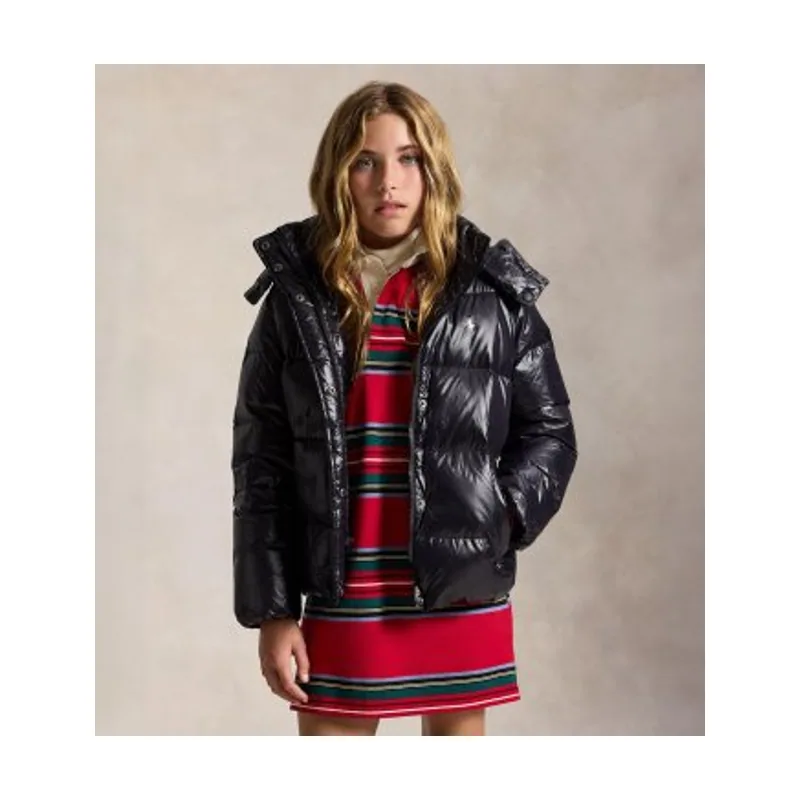 Polo Ralph Lauren Plumífero de niña con brillo y caballo bordado 313B17641004