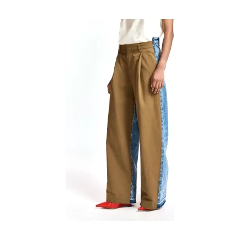 Essentiel Antwerp Pantalón de pernera ancha en dos tejidos KRISP
