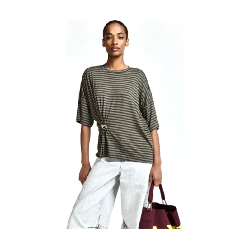 Essentiel Antwerp Camiseta a rayas con broche KRISS