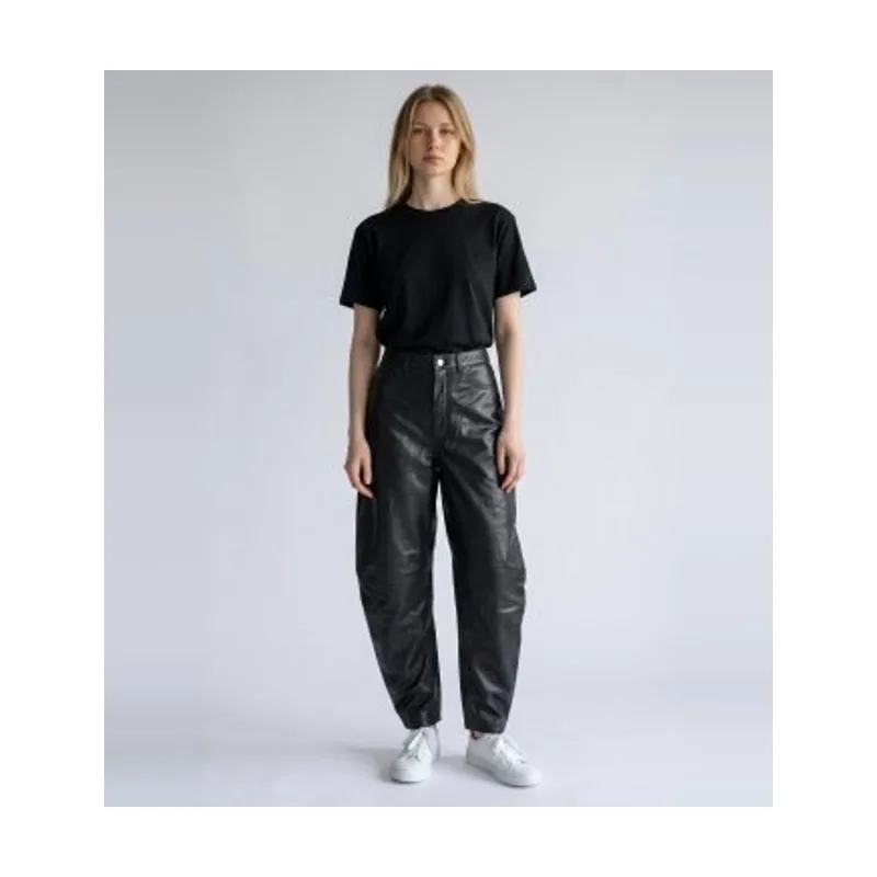Rotate Pantalón de cuero barrel leg Cela 116577100