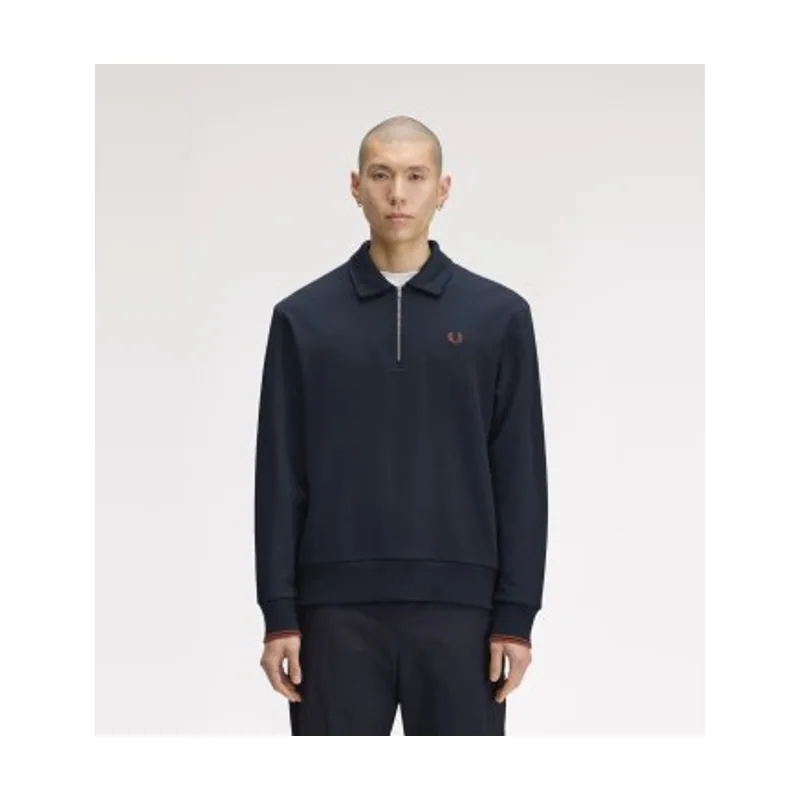 Fred Perry Sudadera con cuello y media cremallera M2426