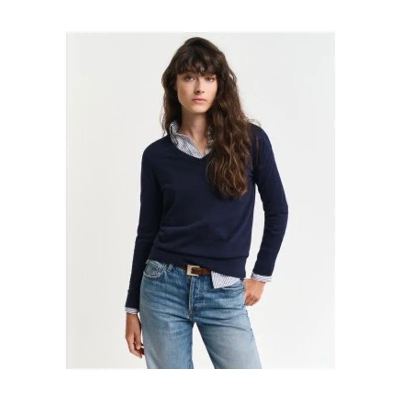 Gant Jersey de cuello de pico en punto fino 4800400
