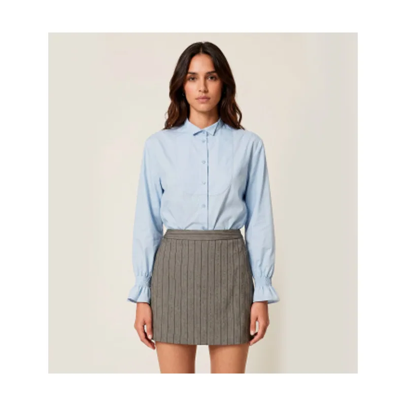 Twinset Camisa de popelina con volante 262TF2100