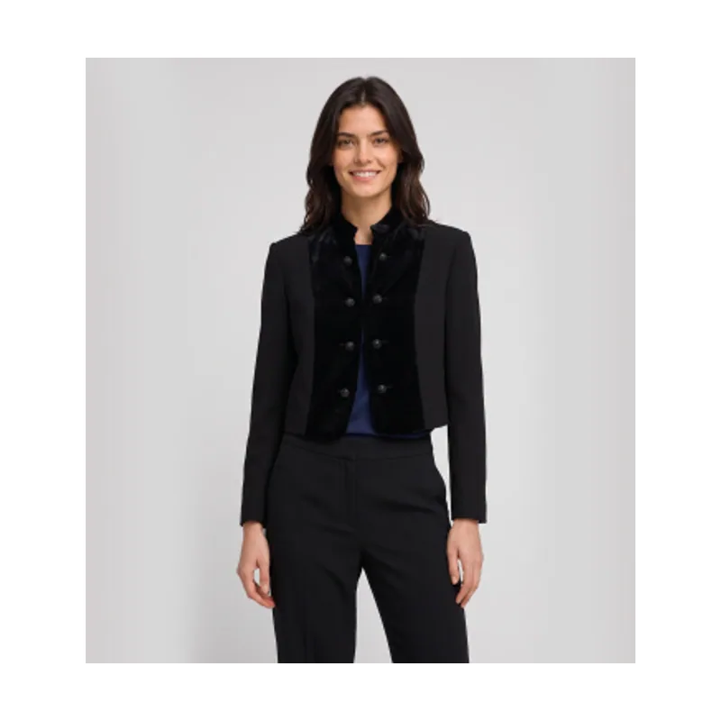 Twinset Chaqueta spencer de crepé y terciopelo 262TT2422