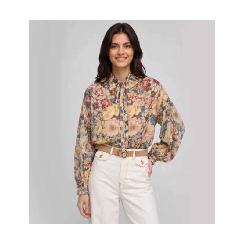 Twinset Camisa de crepé de flores 262TT2611