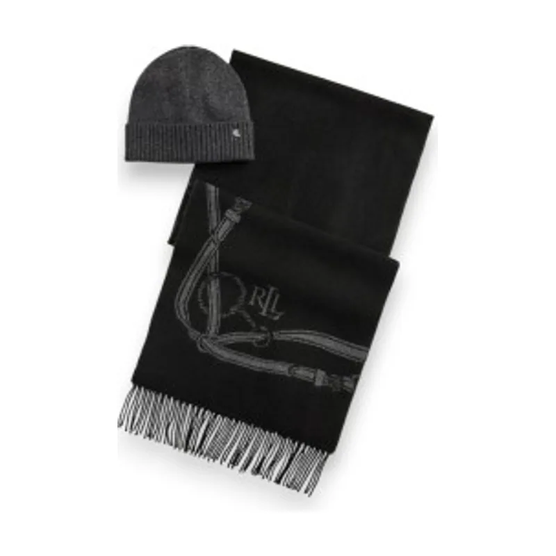 Lauren Ralph Lauren Bufanda con motivo ecuestre y gorro 454P23530001