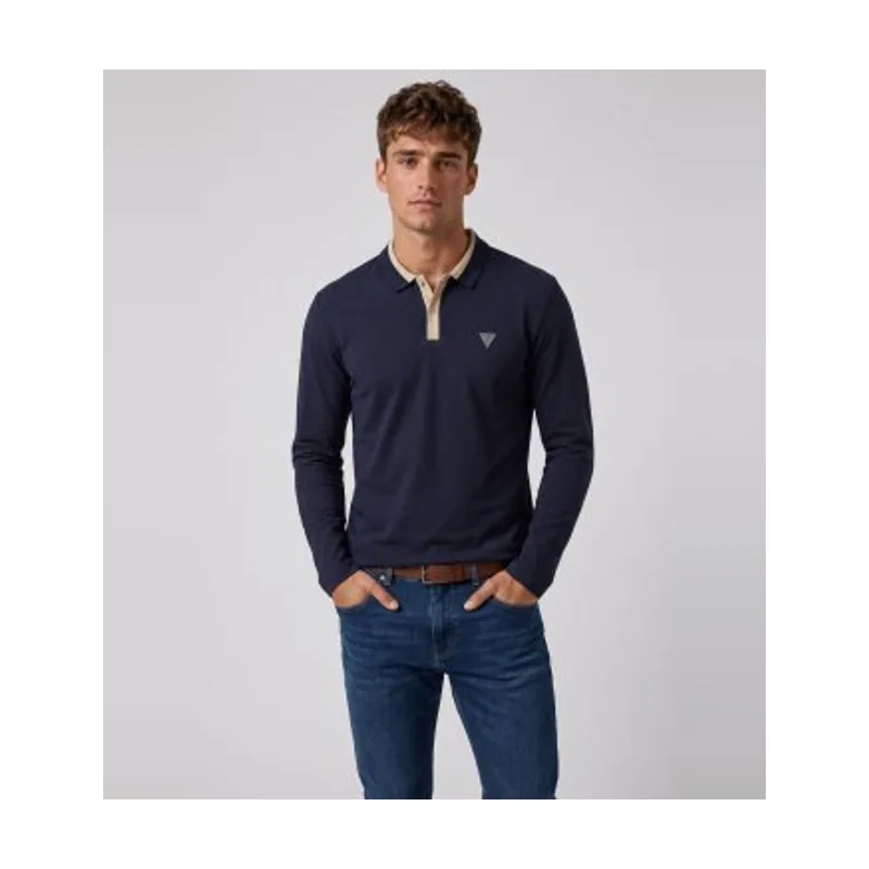 Guess Polo texturizado de manga larga M6BP11K6203