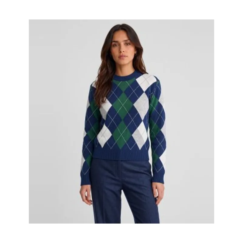 Guess Jersey Gracie cuello redondo con argyle W6BR48Z1447
