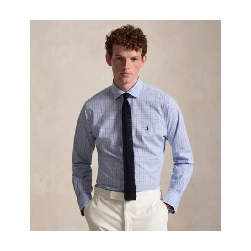 Camisa de popelina elástica con cuadros 710B22587001