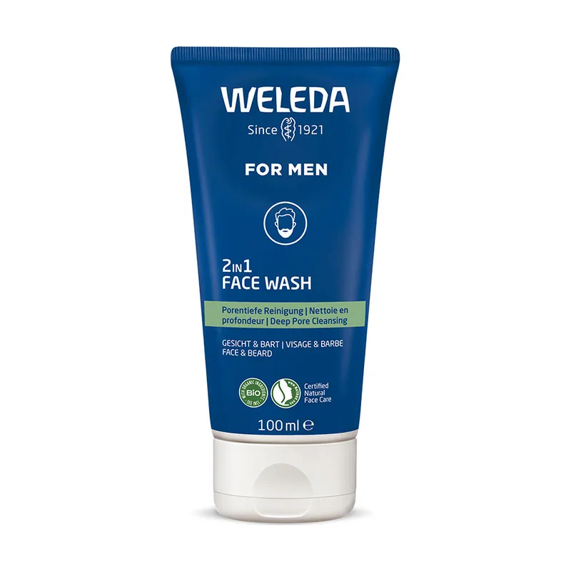 Weleda FOR MEN gel limpiador 2 en 1 rostro & barba 100 ml