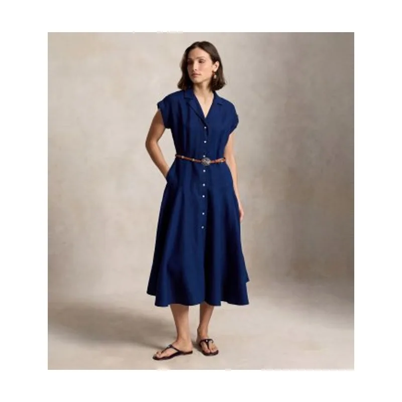 Polo Ralph Lauren Vestido camisero de lino con manga corta 211B22538002