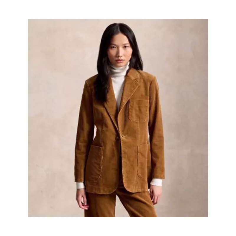 Blazer de pana de botonadura sencilla 211B17221002