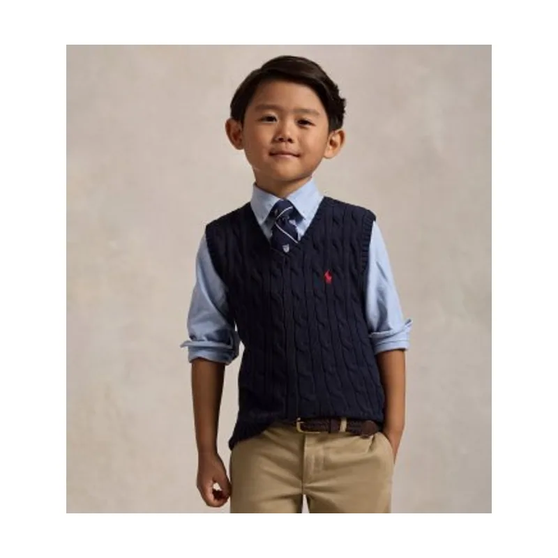 Polo Ralph Lauren Chaleco de algodón en punto de ochos 322702300026