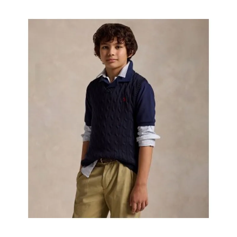 Polo Ralph Lauren Chaleco de algodón en punto de ochos 323702300026