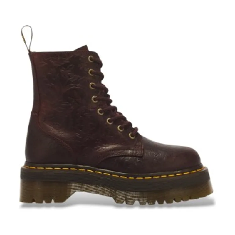 Dr Martens Botas de plataforma Jadon de 8 ojales de piel Crazy Horse con grabado floral 43558600