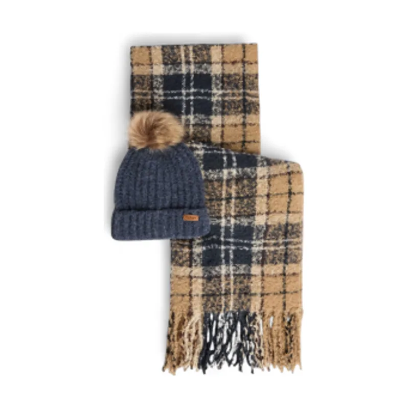 Barbour Set regalo gorro y bufanda tartán Saltburn LGS0077