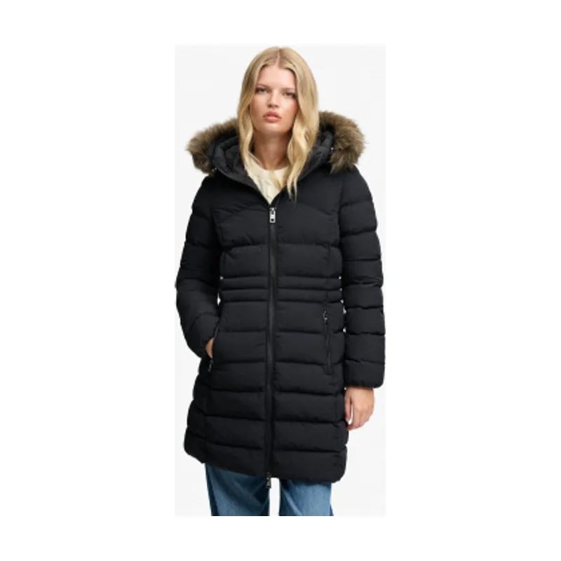 Superdry Chaqueta Media Fuji con Pelo Sintético y Capucha W5012185A