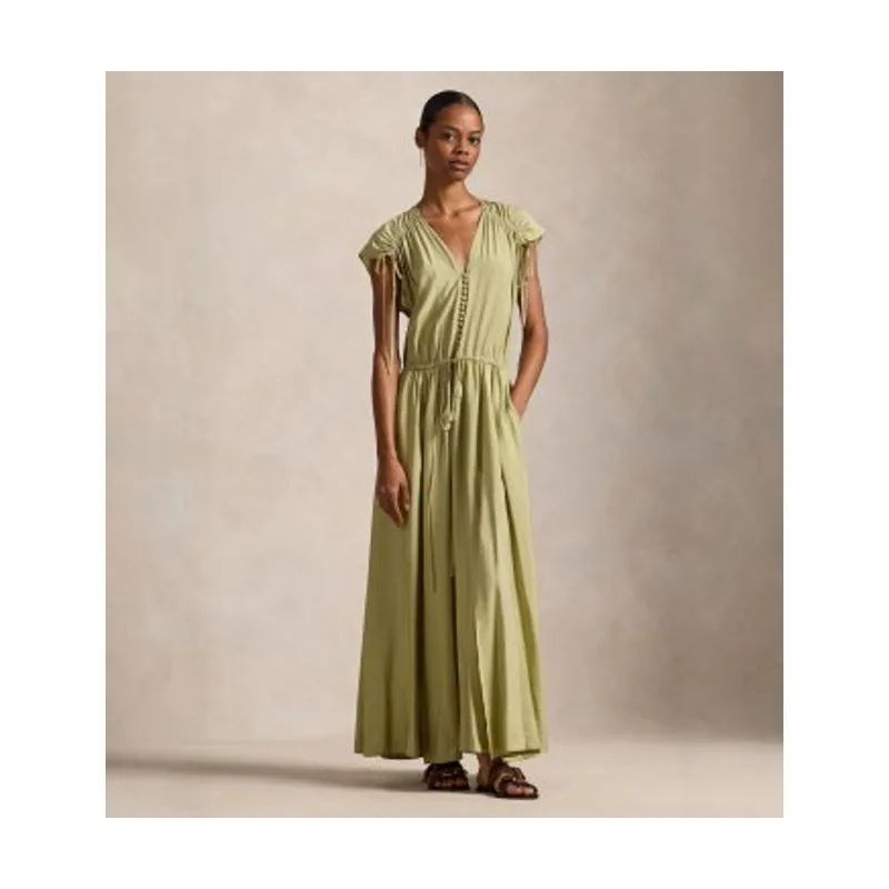 Polo Ralph Lauren Vestido de crepé con cintas en jaretas 211A96358001