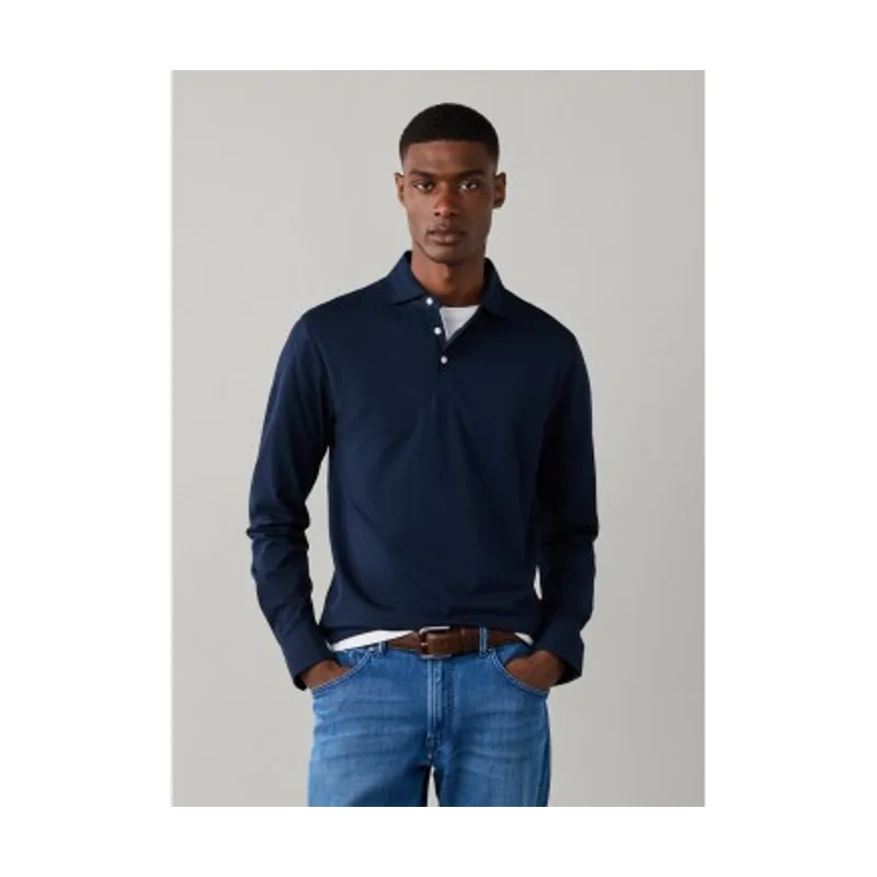 Hackett London Polo de manga larga Pima HM5500049