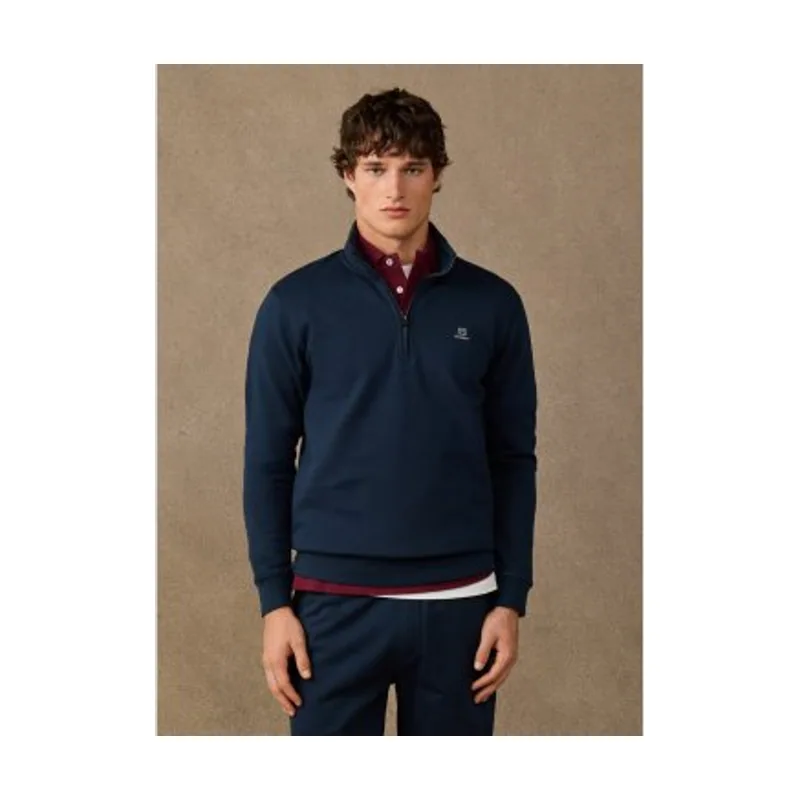 Hackett London sudadera algodón con cremallera y logo HM5800195