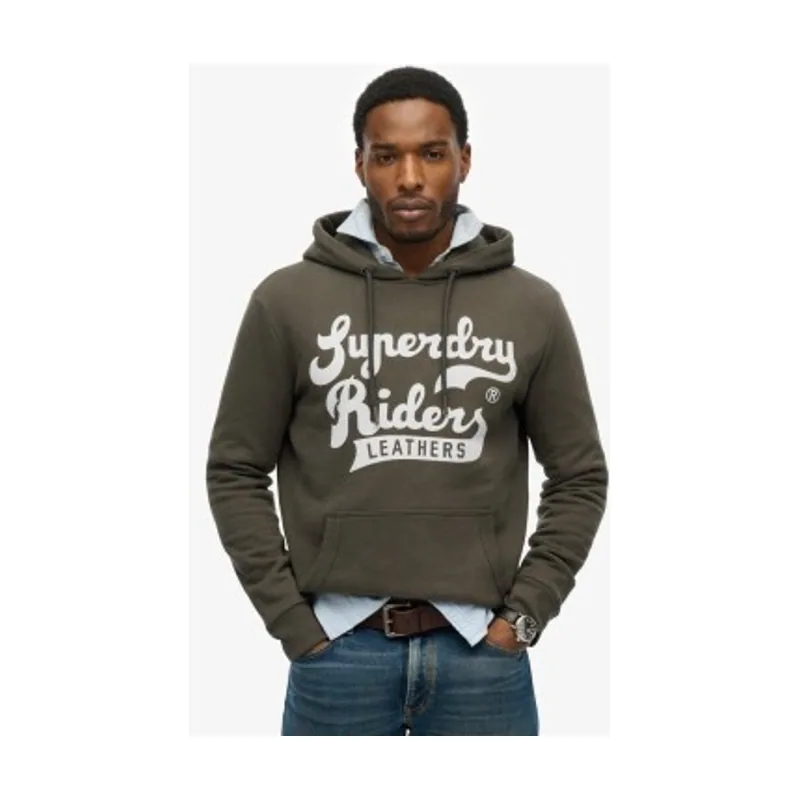 Superdry Sudadera con capucha Leathers verde militar M2014354A