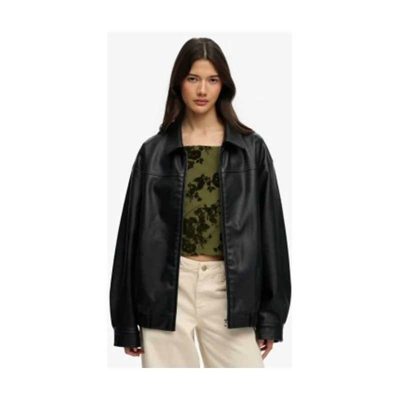 Superdry Cazadora de piel sintética Collared Oversized W5012158A