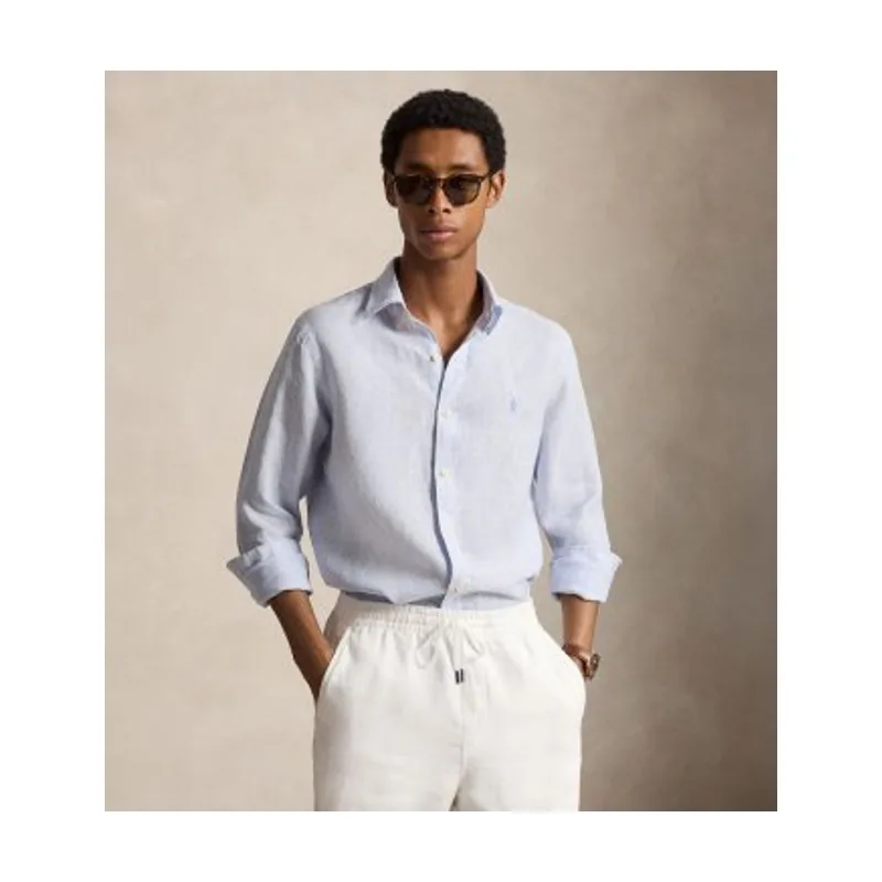 Polo Ralph Lauren Camisa de lino con rayas Custom Fit 710B22588002