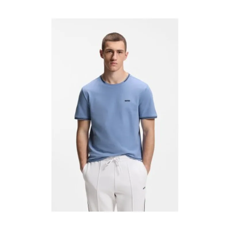 Boss Camiseta Algodón elástico con rayas y logotipo 50521245