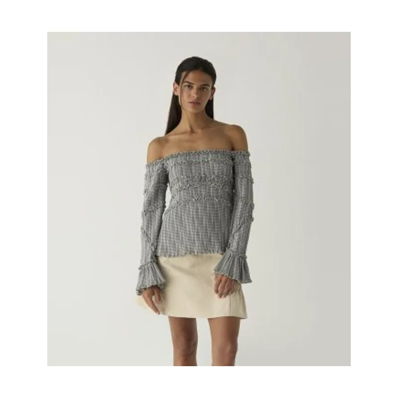 Laagam Blusa Petra de cuadros texturizada M2301F01