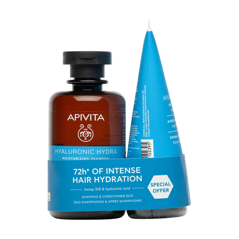 Apivita Champú + Acondicionador Hidratante CON Ácido Hialurónico Y Aloe Estuche 2 pz