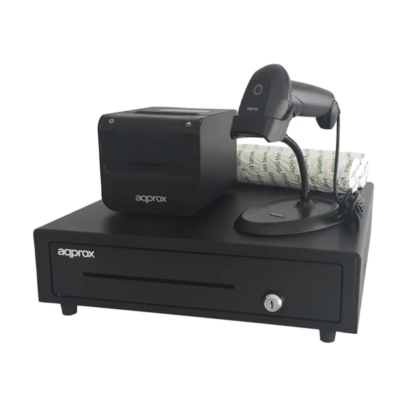 KIT TPV Cajon APPCASH01 Negro + Scan APPLS02AS + IMP. TERM. APPPOS80AMUSE + Papel CYT8060BPA
