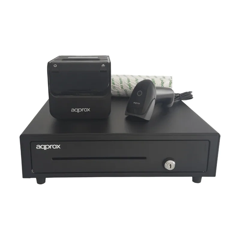 Approx KIT TPV Cajon APPCASH01 Negro + Scan APPLS22 SIN Peana + IMP. TERM. POS80AM-USB + Papel