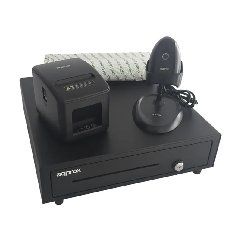 Approx KIT TPV Cajon APPCASH01 Negro + Scan APPLS11AS + IMP. TERM. POS80AM-USB + Papel CYT8060BPA