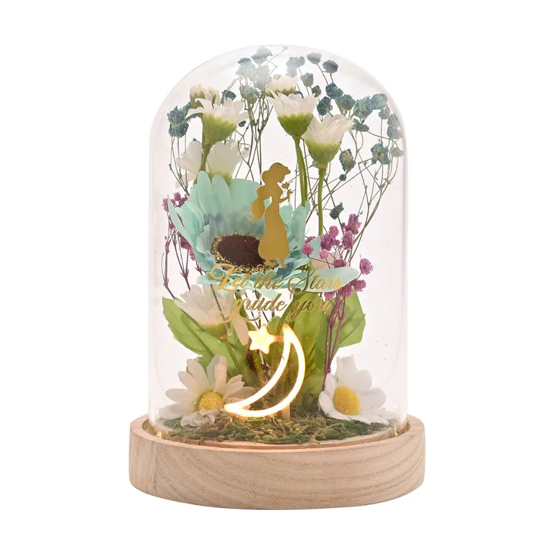 Widdop Disney Flores de princesa pastel en una campana con luz de neón